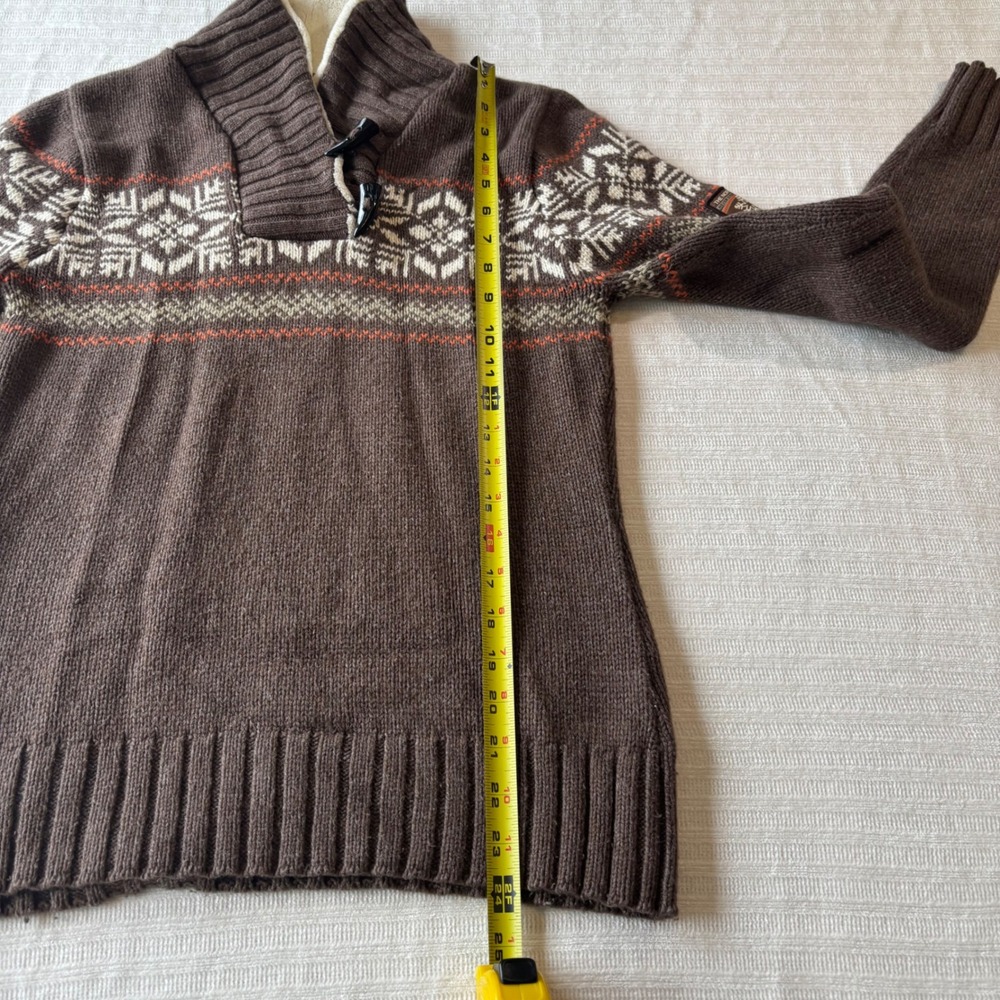 The North Face Womens Brown Fair Isle‎ Toggle Shawl Neck Wool Blend Sweater M - Picture 9 of 12